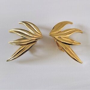 Gold Leaves Clip-On Earrings- Costume Jewelry